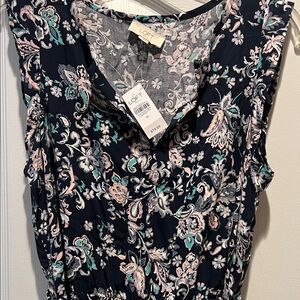 NWT LOFT Women's Floral Dress- Navy and Pink Medium